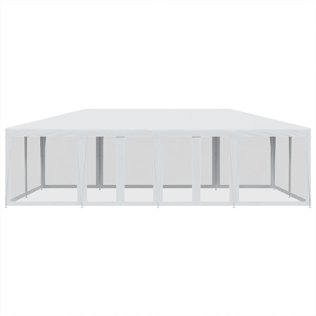 Šator za zabave s 12 mrežasta bočna zida bijeli 8x4 m HDPE