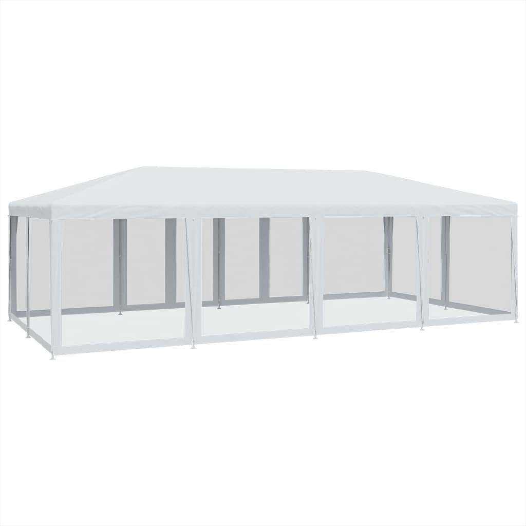 Šator za zabave s 12 mrežasta bočna zida bijeli 8x4 m HDPE