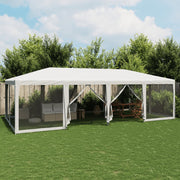 Šator za zabave s 12 mrežasta bočna zida bijeli 8x4 m HDPE