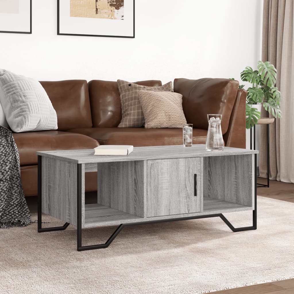 Stolić za kavu siva boja hrasta 100x51x40 cm konstruirano drvo
