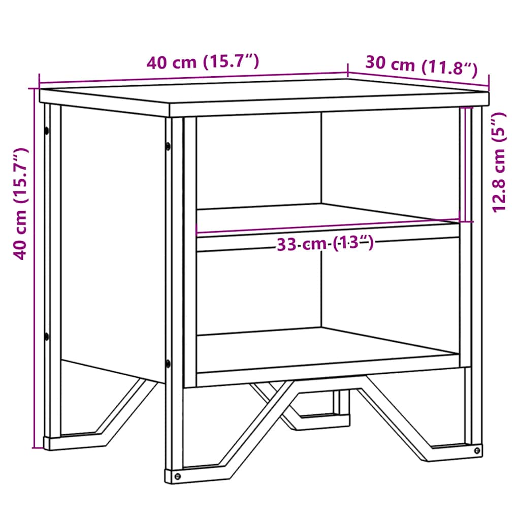 Noćni ormarići 2 kom crni 40 x 30 x 40 cm od konstruiranog drva