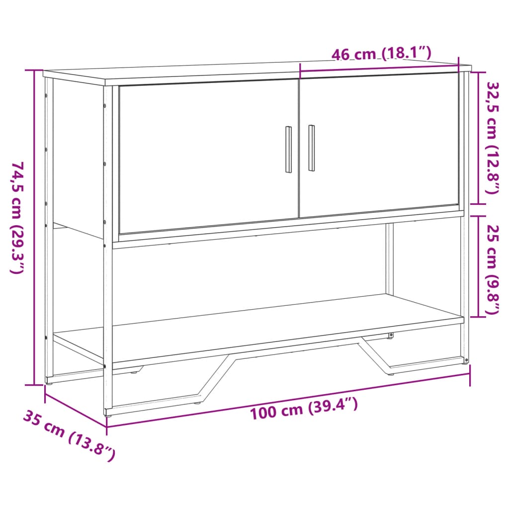 Konzolni stol boja hrasta 100 x 35 x 74,5 cm konstruirano drvo
