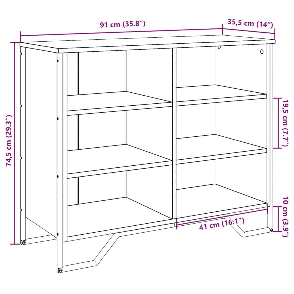 Komoda boja smeđeg hrasta 91x35,5x74,5 cm od konstruiranog drva