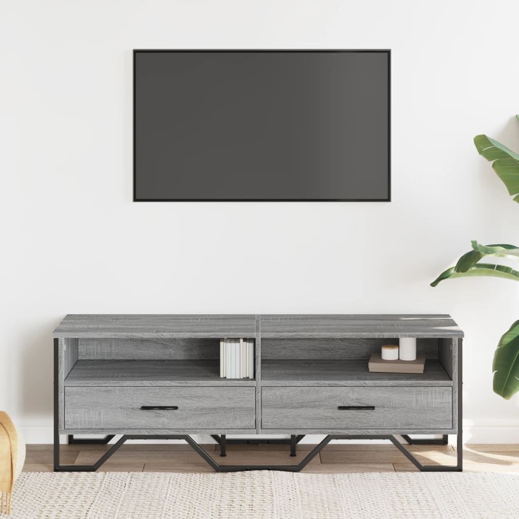 TV ormarić siva boja hrasta 122 x 34 x 41 cm konstruirano drvo