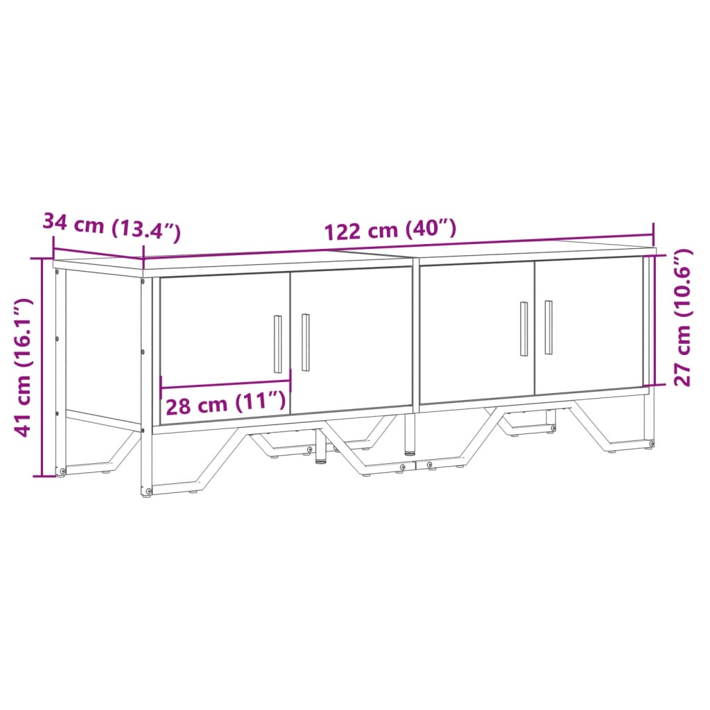 TV ormarić boja dimljenog hrasta 122x34x41 cm konstruirano drvo