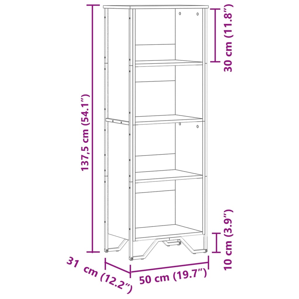 Regal za knjige boja hrasta 50x31x137,5cm od konstruiranog drva