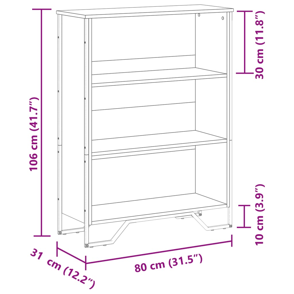Regal za knjige boja hrasta 80x31x106 cm konstruirano drvo