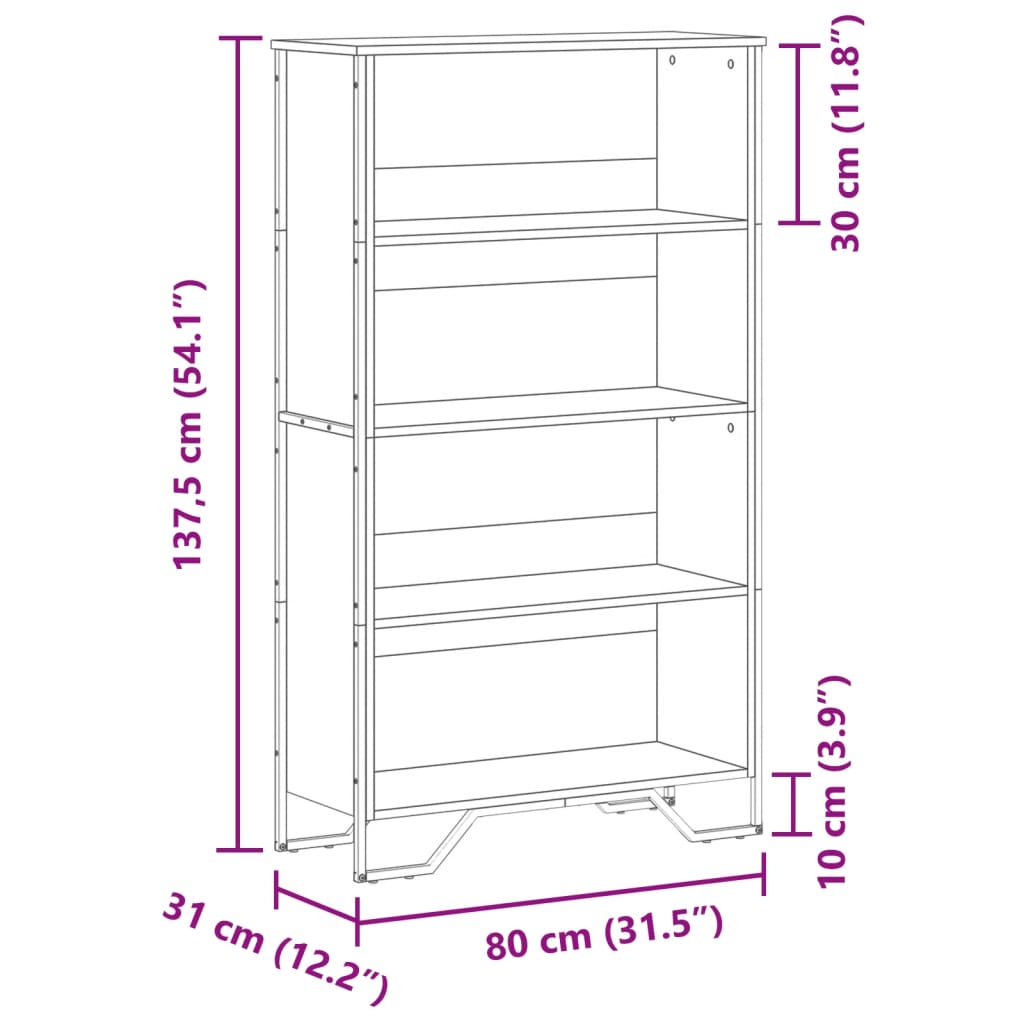 Regal za knjige boja hrasta 80x31x137,5 cm konstruirano drvo