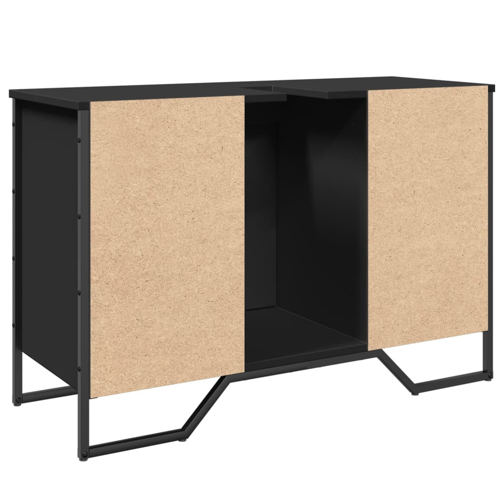 Ormarić za umivaonik crni 91 x 35 x 60 cm konstruirano drvo