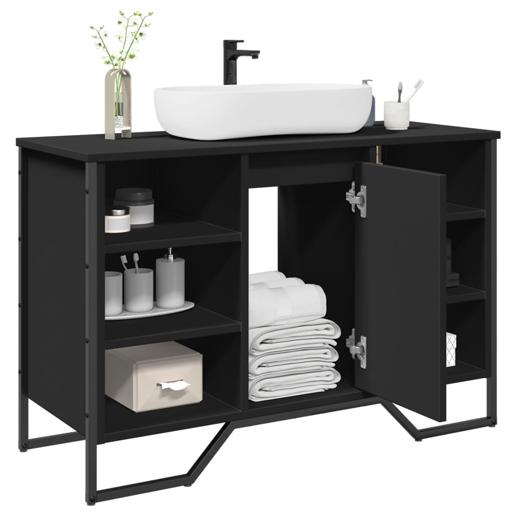 Ormarić za umivaonik crni 91 x 35 x 60 cm konstruirano drvo