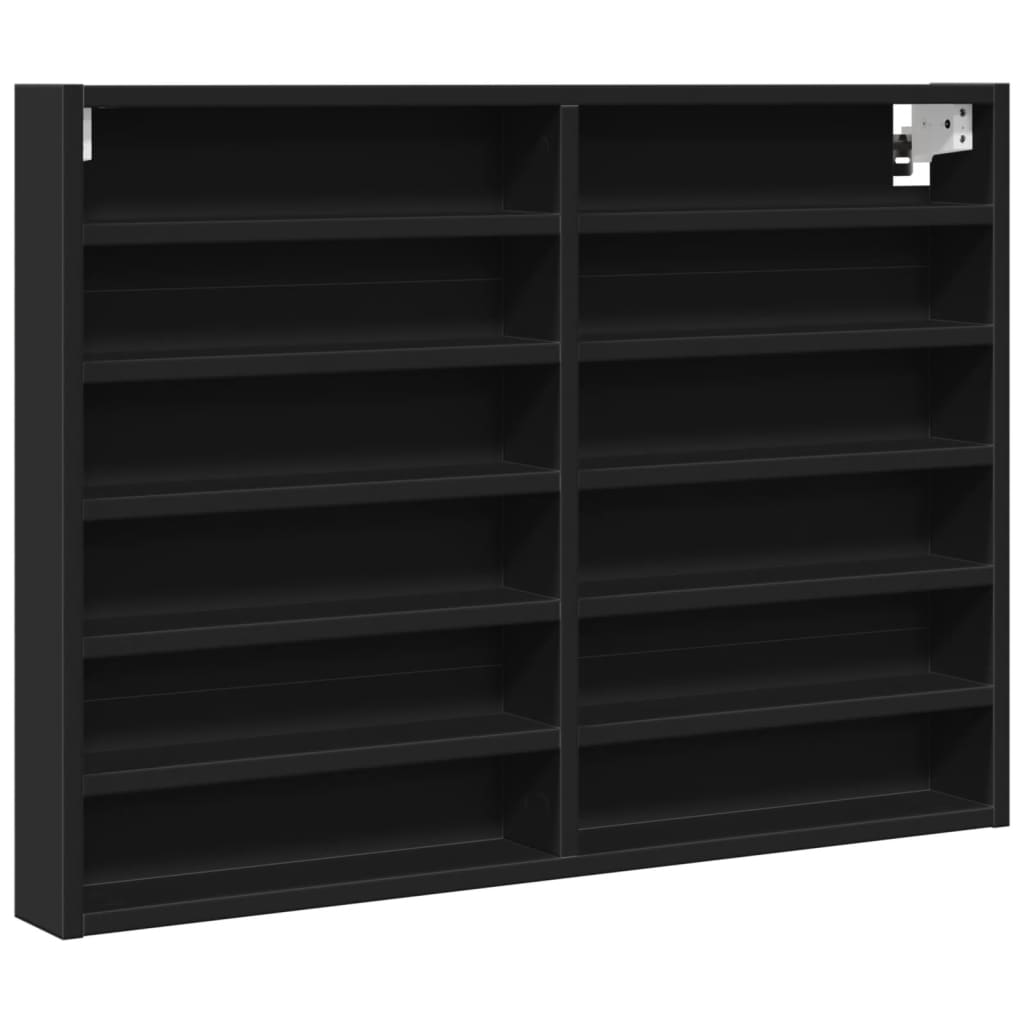 Vitrina crna 80 x 8,5 x 58 cm konstruirano drvo