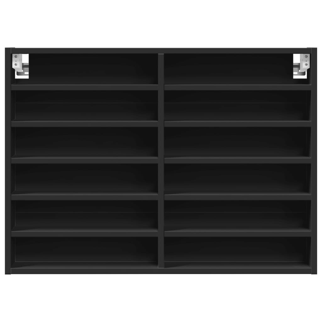 Vitrina crna 80 x 8,5 x 58 cm konstruirano drvo