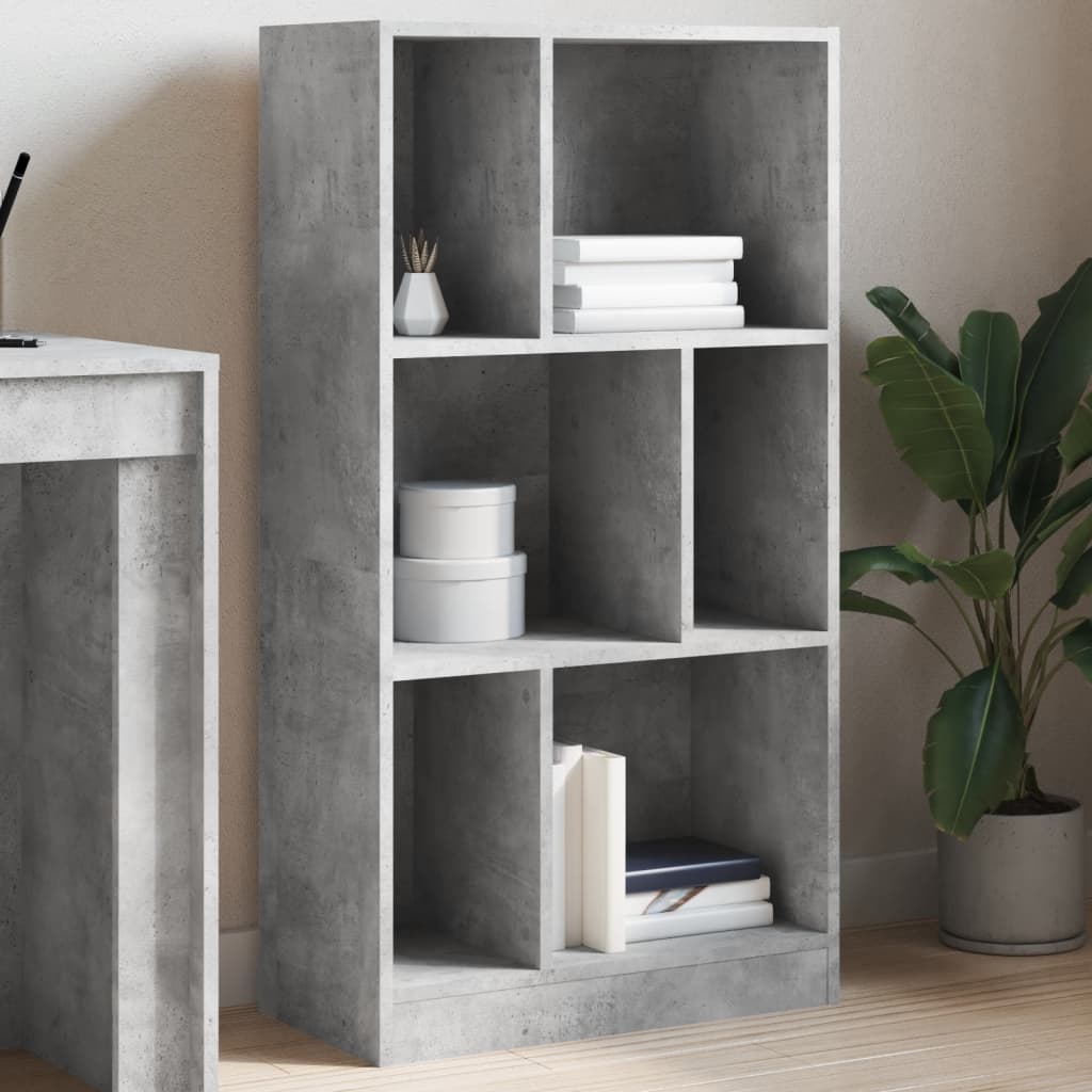 Regal za knjige boja betona 57x28,5x107,5 cm konstruirano drvo