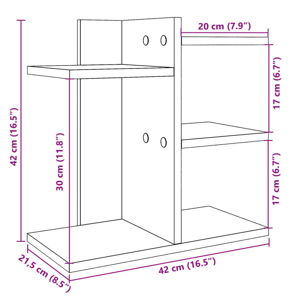 Organizator za stol boja betona 42x21,5x42 cm konstruirano drvo