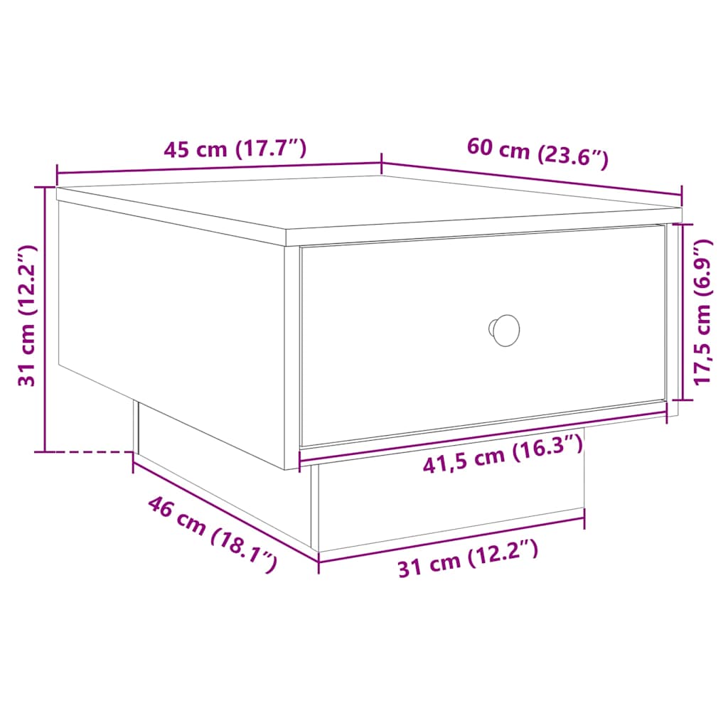 Stolić za kavu bijeli 60x45x31 cm od konstruiranog drva