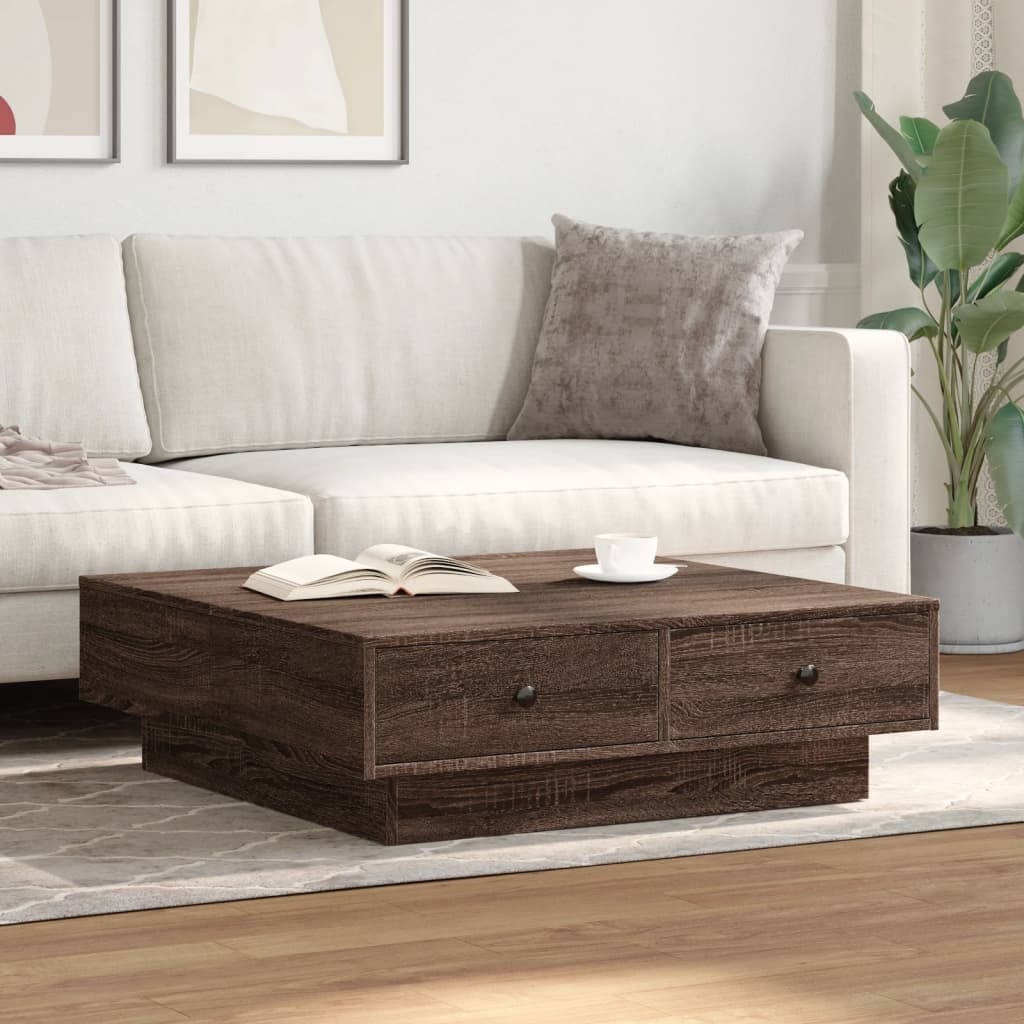 Stolić za kavu Smeđa hrasta 90x90x28 cm konstruirano drvo