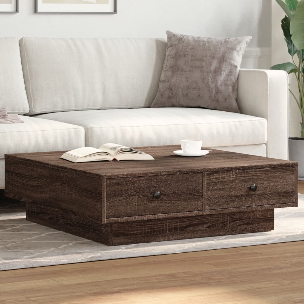 Stolić za kavu Smeđa hrasta 90x90x28 cm konstruirano drvo