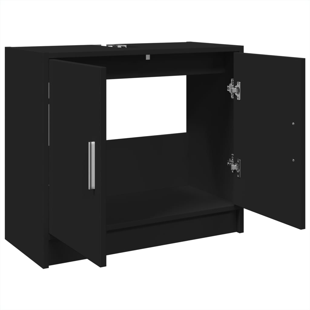 Ormarić za umivaonik crni 63 x 29 x 55 cm konstruirano drvo