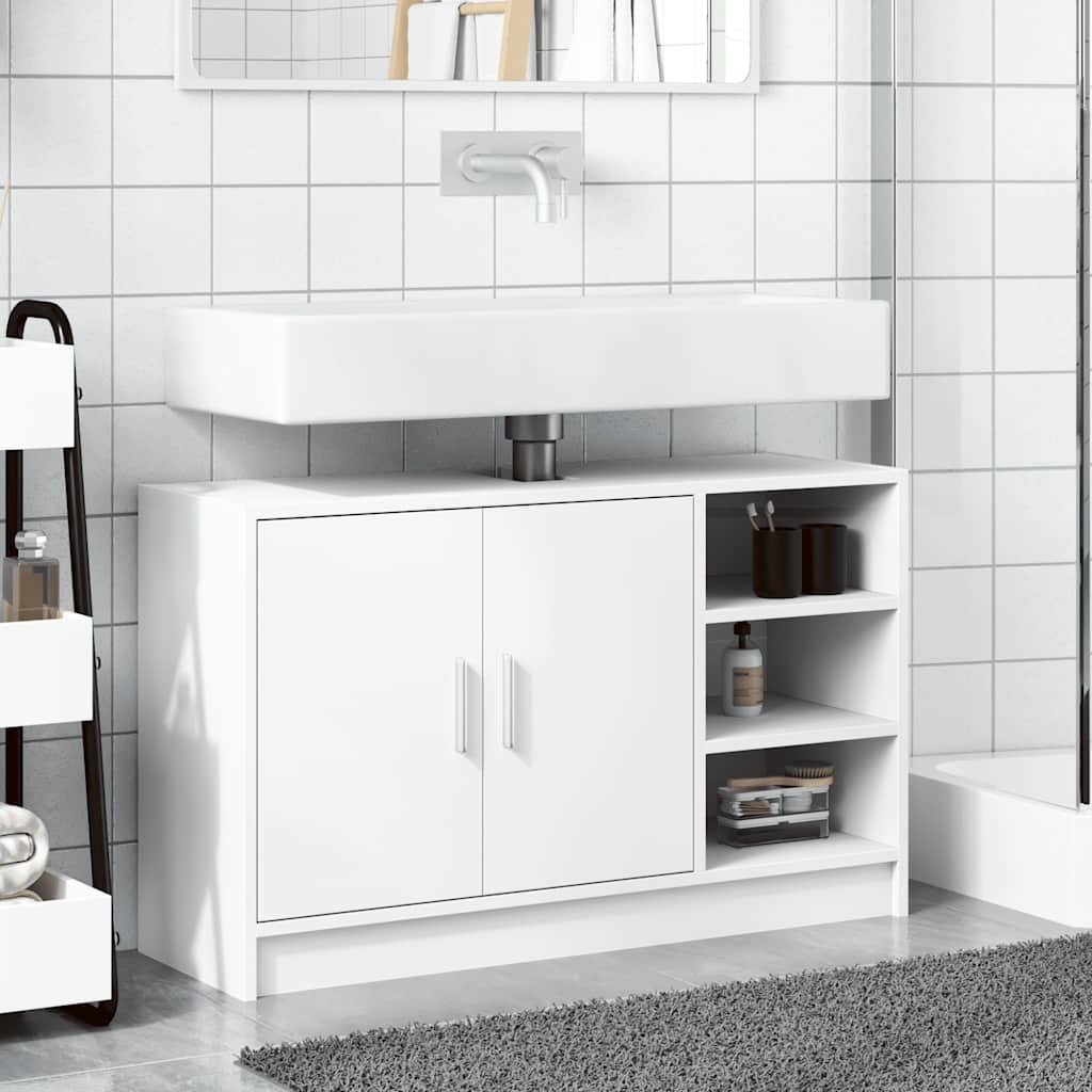 Ormarić za umivaonik bijeli 90 x 29 x 55 cm konstruirano drvo