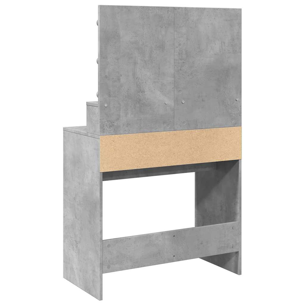 Toaletni stolić s LED svjetlima siva boja betona 80x41x134,5 cm