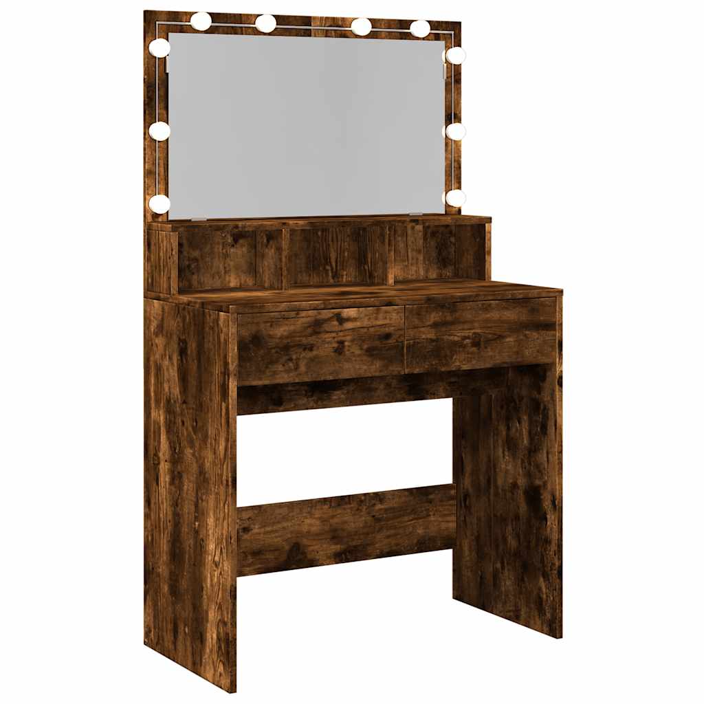 Toaletni stolić LED boja dimljenog hrasta 80x41x134,5 cm