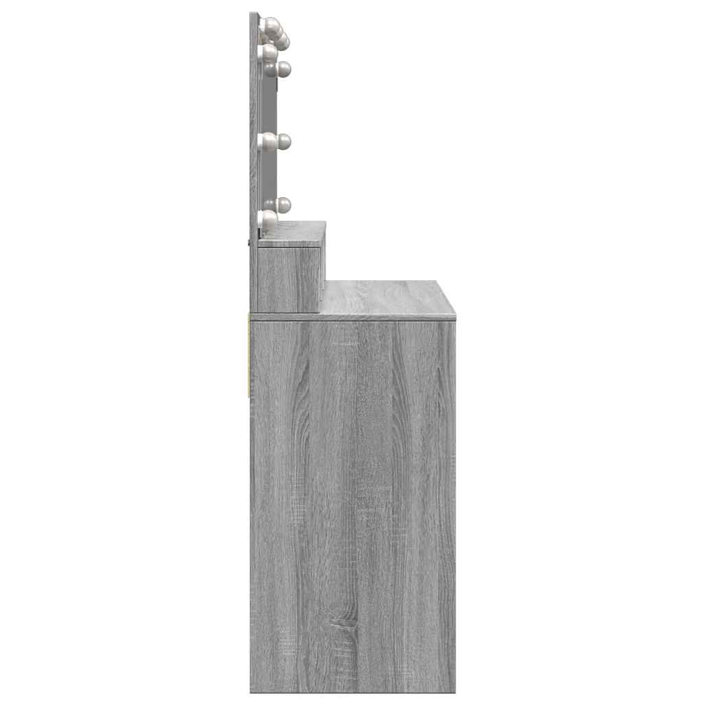Toaletni stolić s LED svjetlima boja hrasta 80x41x134,5 cm