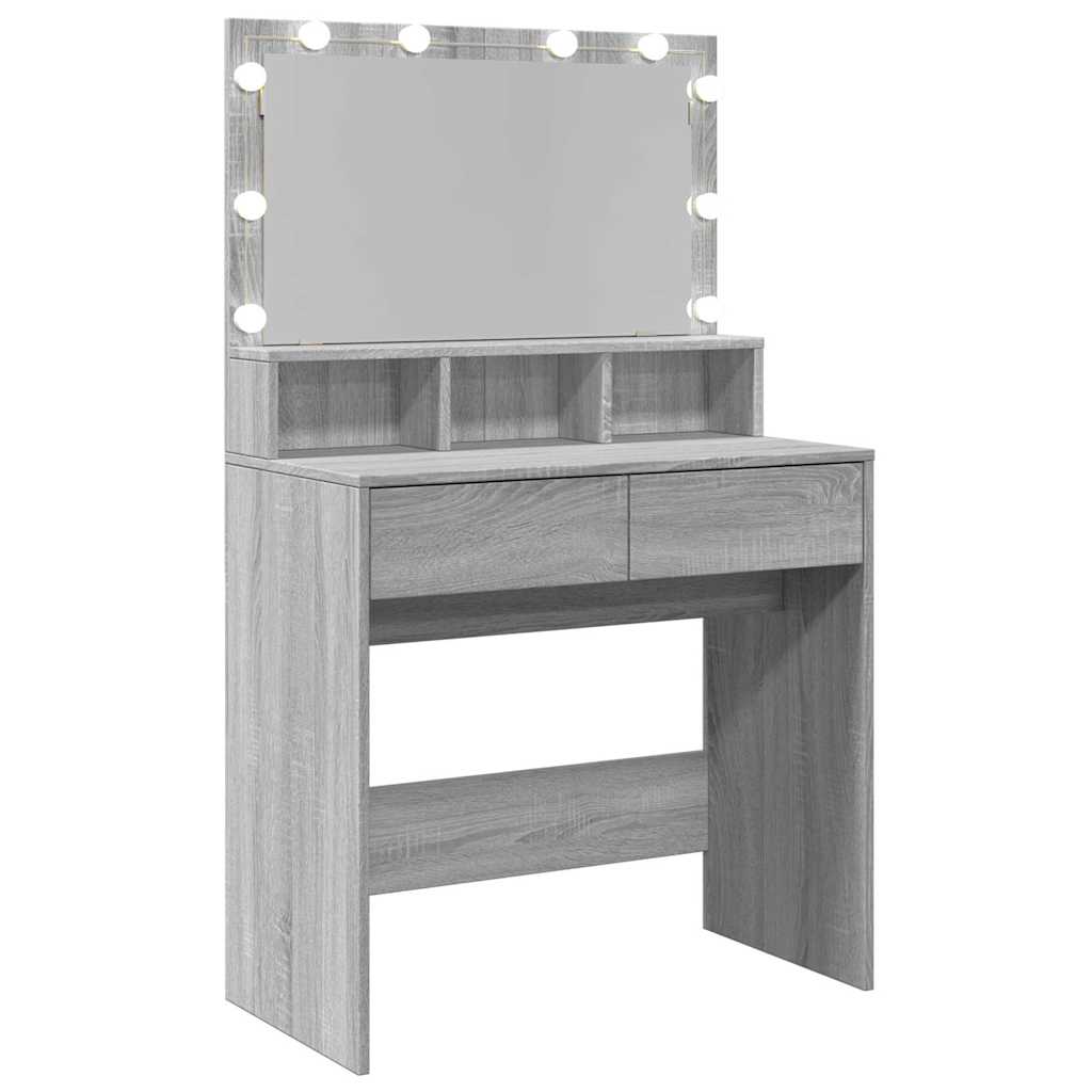 Toaletni stolić s LED svjetlima boja hrasta 80x41x134,5 cm