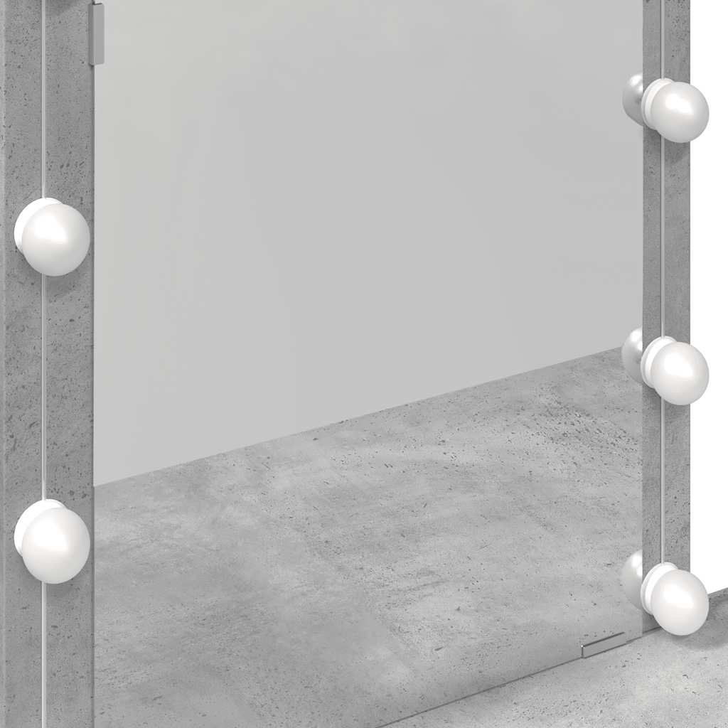 Toaletni stolić s LED svjetlima siva boja betona 100x40x130 cm