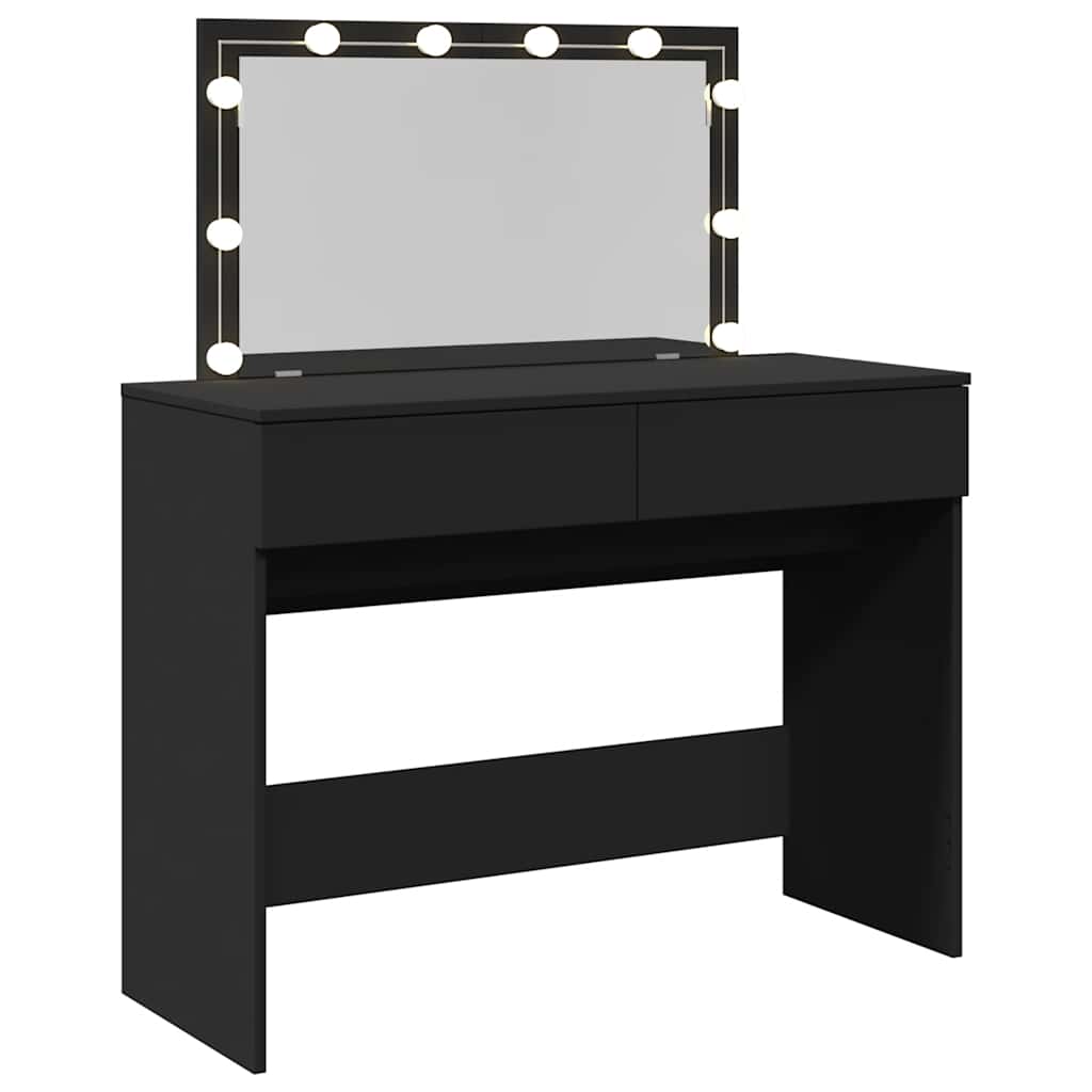 Toaletni stolić s LED svjetlima crni 100x40x120 cm