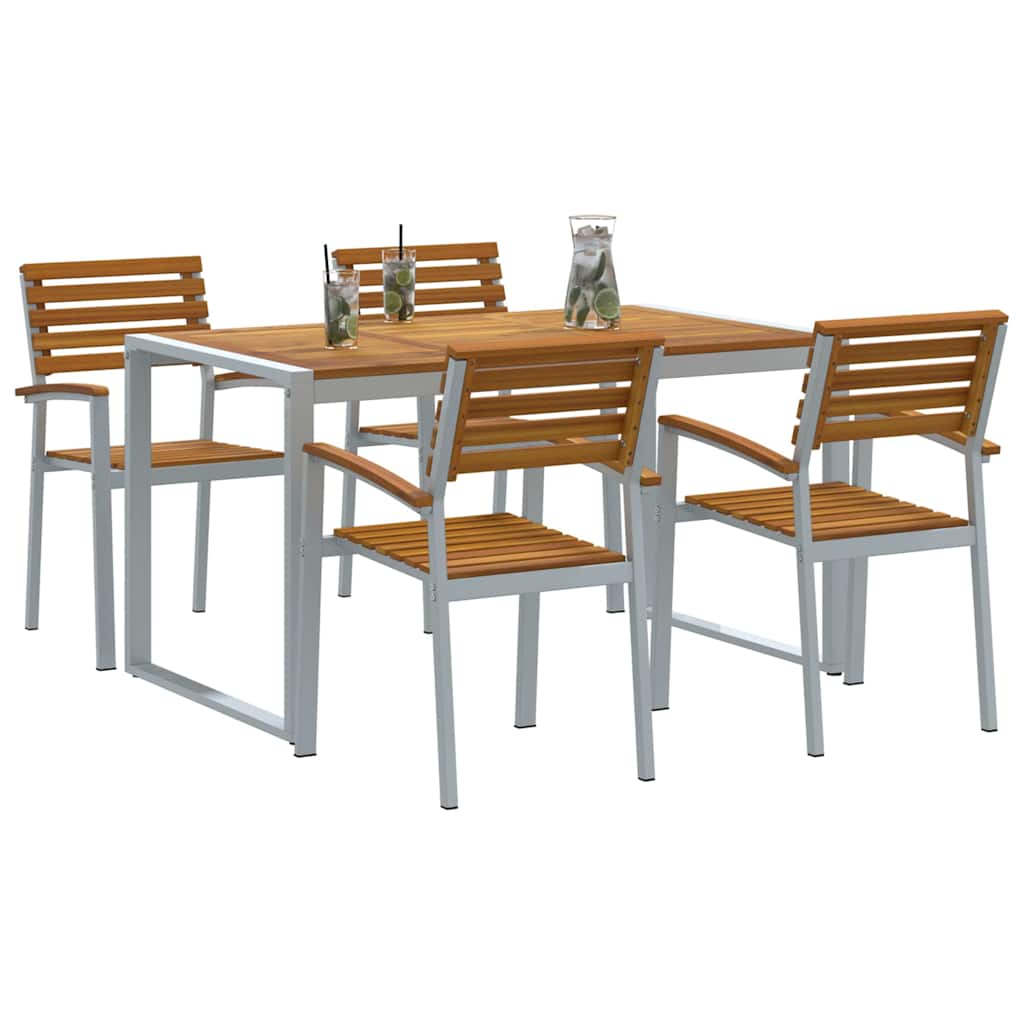 Vrtni set za objed 5 pcs Siva Čvrsto drvo akacije