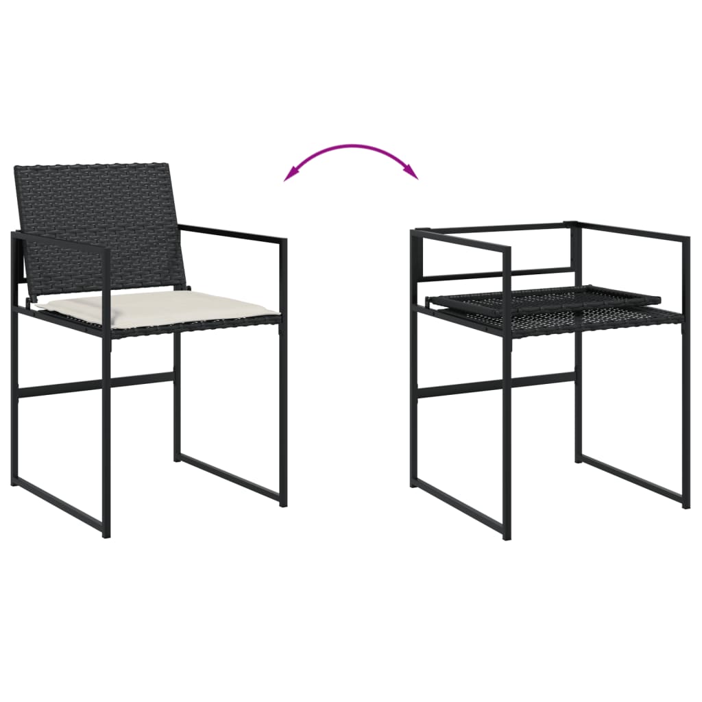 17-dijelni vrtni blagovaonski set s jastucima poliratan crni