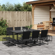 11-dijelni vrtni blagovaonski set crni od tekstilena