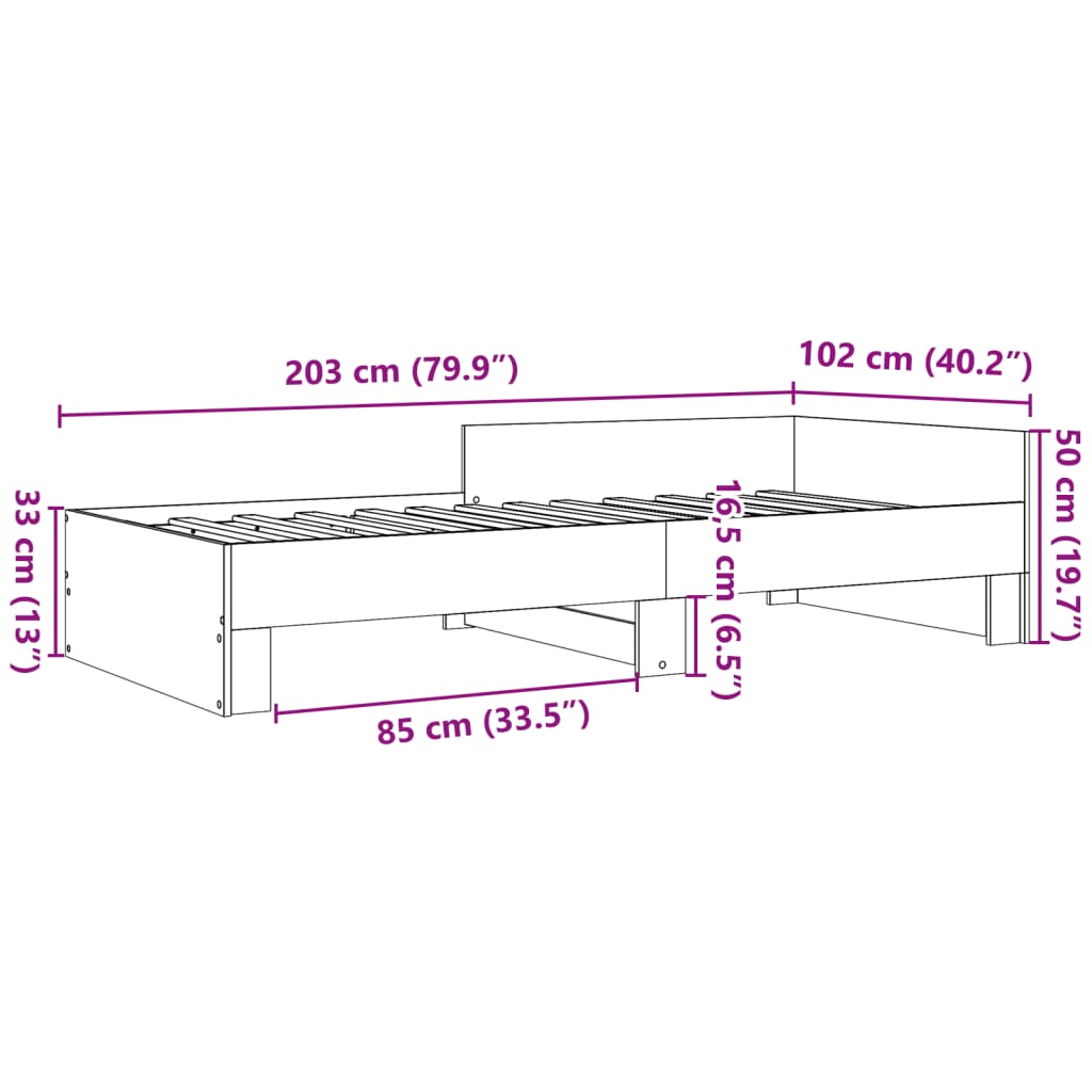 Okvir za krevet bijeli 100 x 200 cm konstruirano drvo