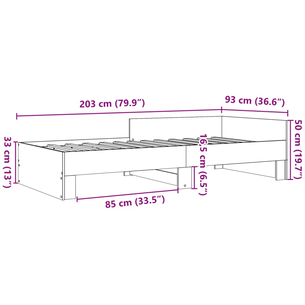 Okvir kreveta bez madraca boja hrasta sonome 90 x 200 cm drveni