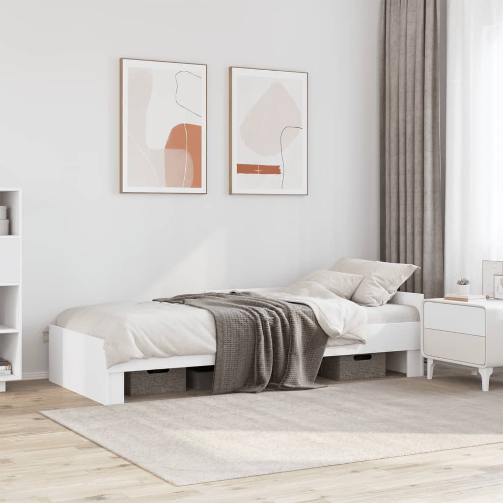 Okvir za krevet bijeli 75x190 cm konstruirano drvo