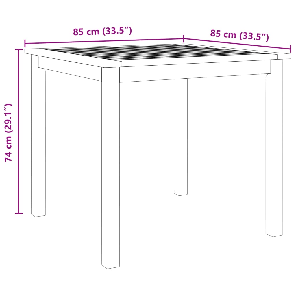 5-dijelni vrtni blagovaonski set 85x85x74 cm od masivnog bagremovog drva