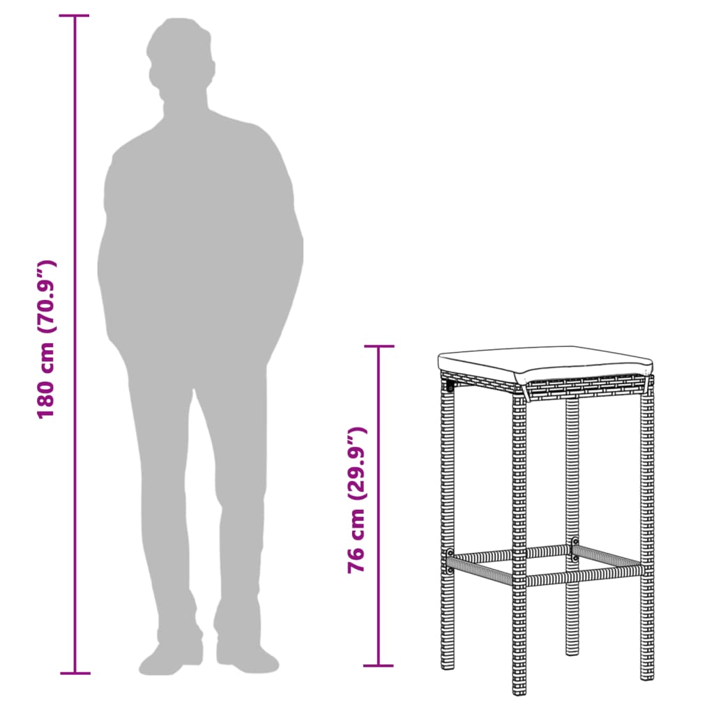 5-dijelni vrtni barski set smeđi od drva bagrema i poliratana