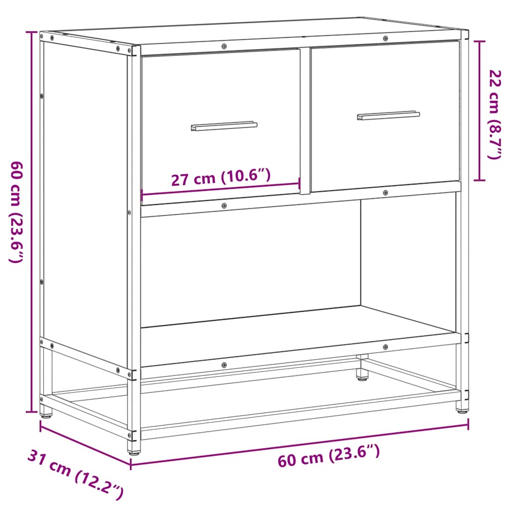 Noćni ormarić Sonoma hrast 60x31x60cm Konstruirano drvo i metal