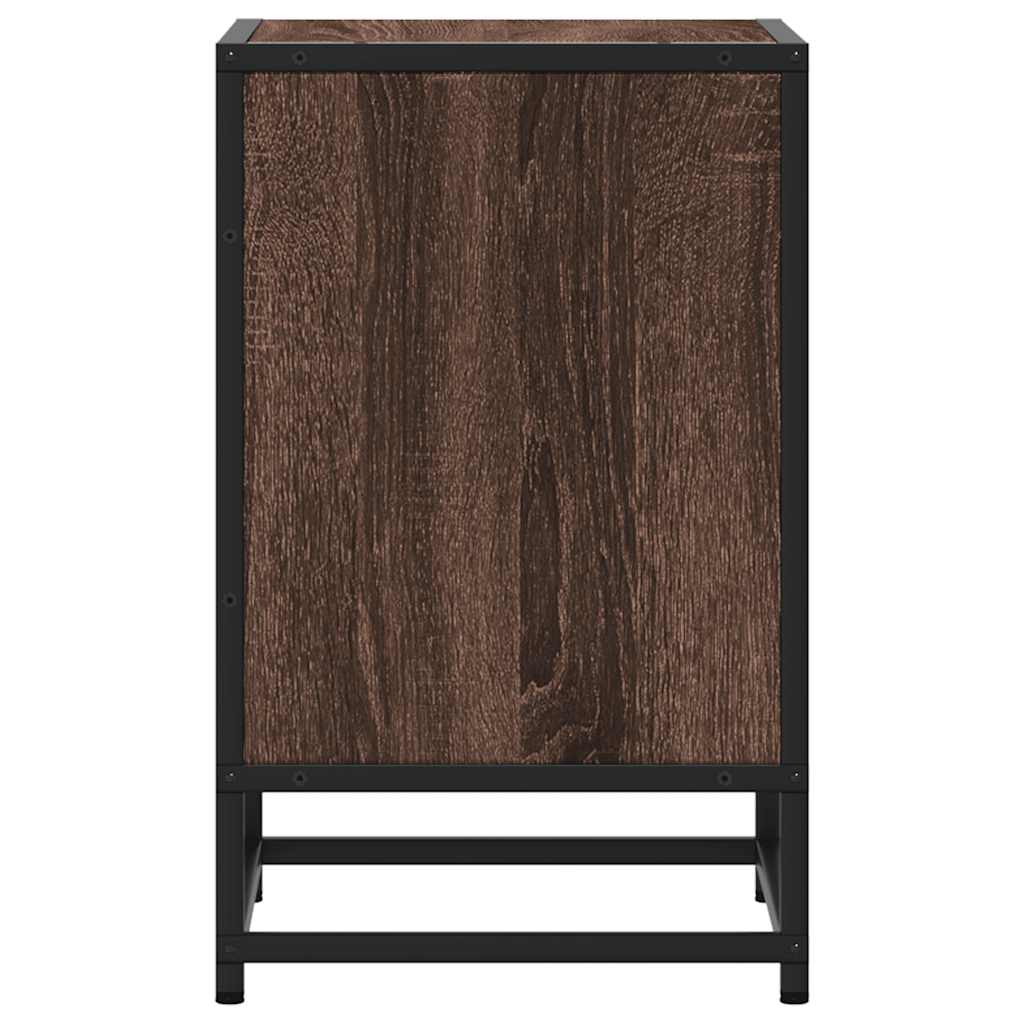 Noćni ormarić smeđi hrast 40x31x50 cm Konstruirano drvo i metal