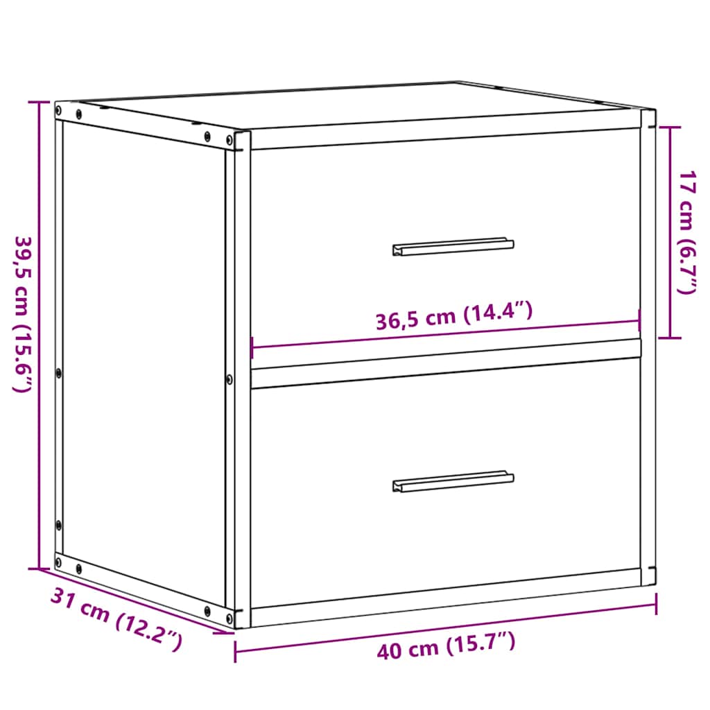 Zidni noćni ormarići 2 kom dimljeni hrast 40x31x39,5 cm