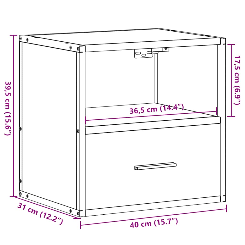 Zidni noćni ormarići 2 kom dimljeni hrast 40x31x39,5 cm