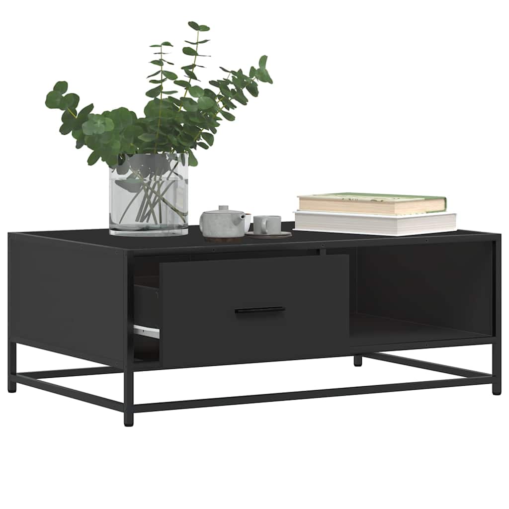 Stolić za kavu crni 90 x 57 x 35 cm konstruirano drvo i metal