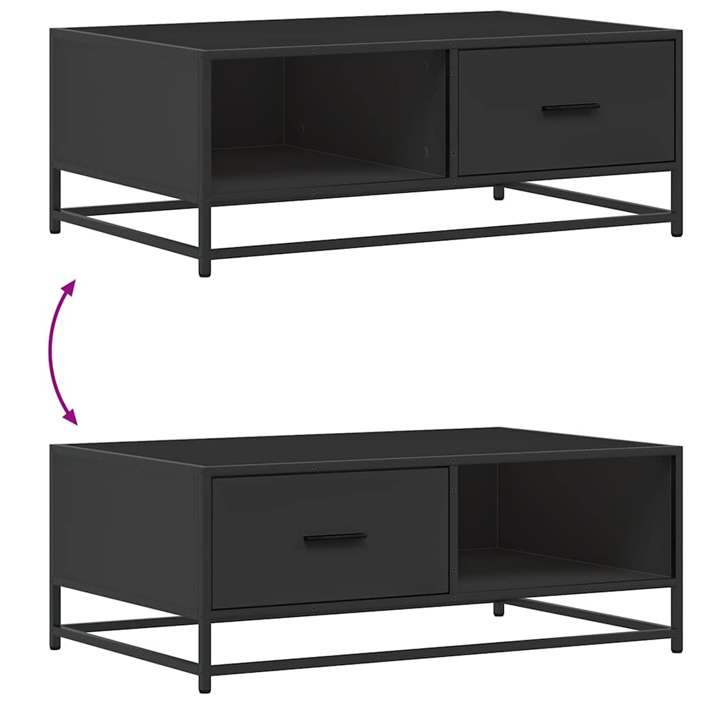 Stolić za kavu crni 90 x 57 x 35 cm konstruirano drvo i metal