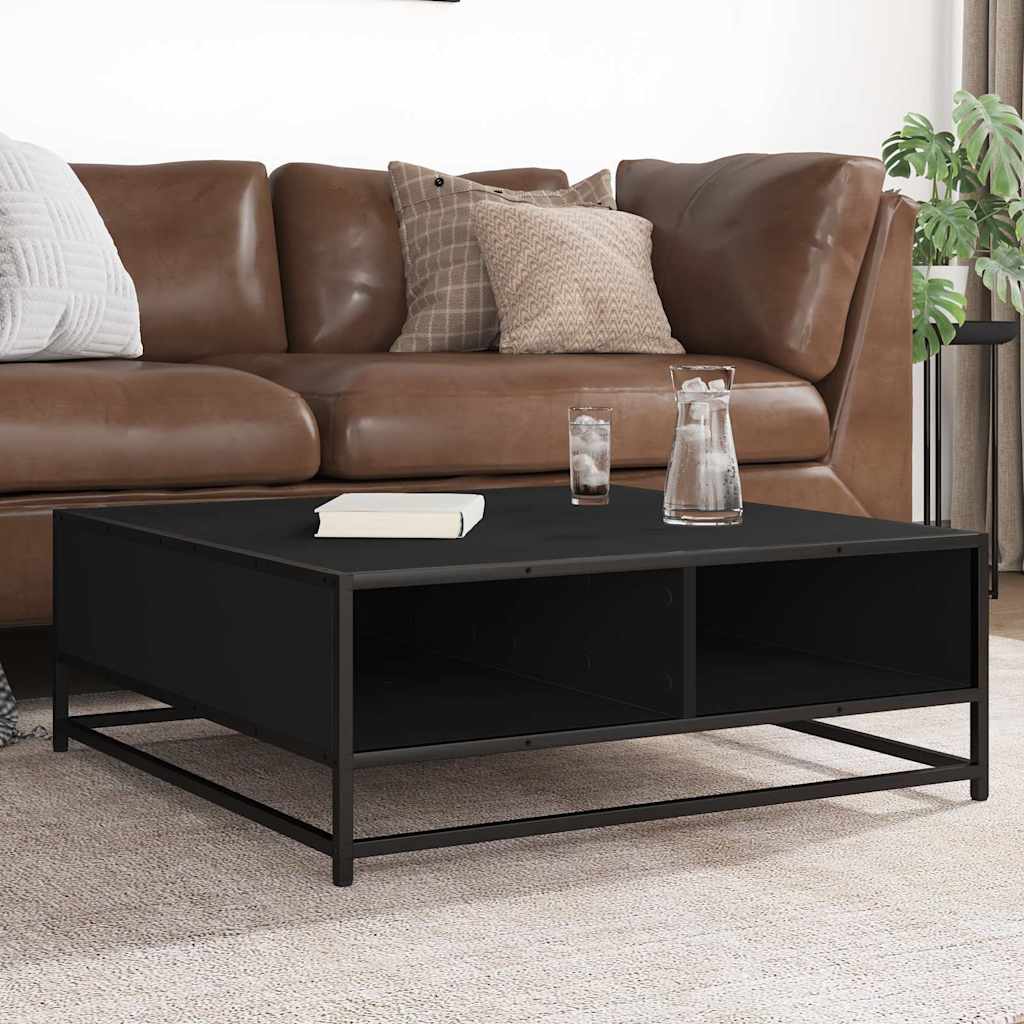 Stolić za kavu crni 80x80x30 cm konstruirano drvo i metal