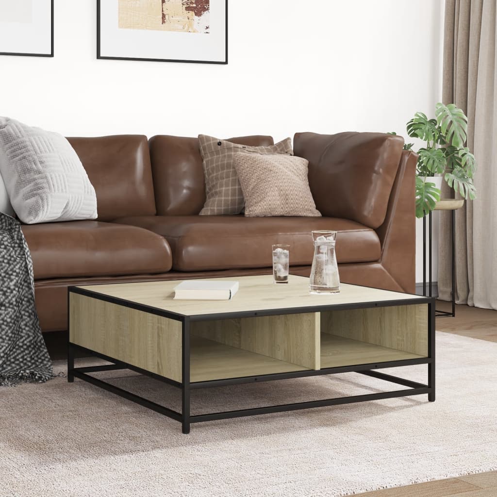 Stol za kavu Sonoma hrast 80x80x30 cm Konstruirano drvo i metal