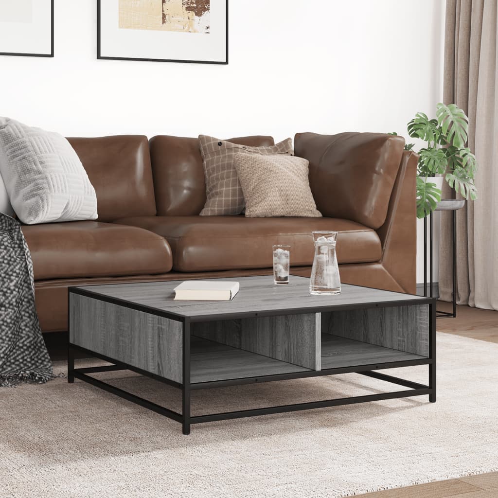 Stol za kavu Sivi Sonoma 80x80x30 cm Konstruirano drvo i metal