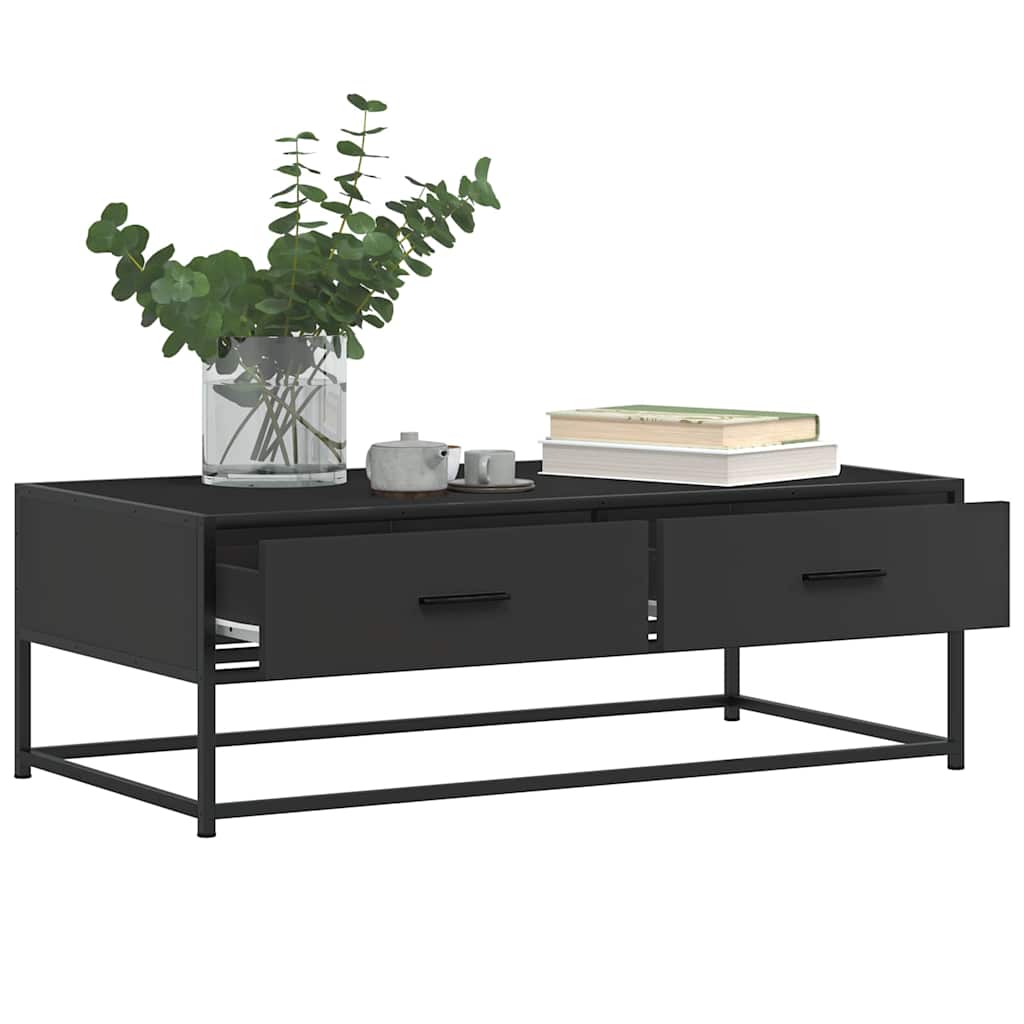 Stolić za kavu crni 100 x 50 x 35 cm konstruirano drvo i metal