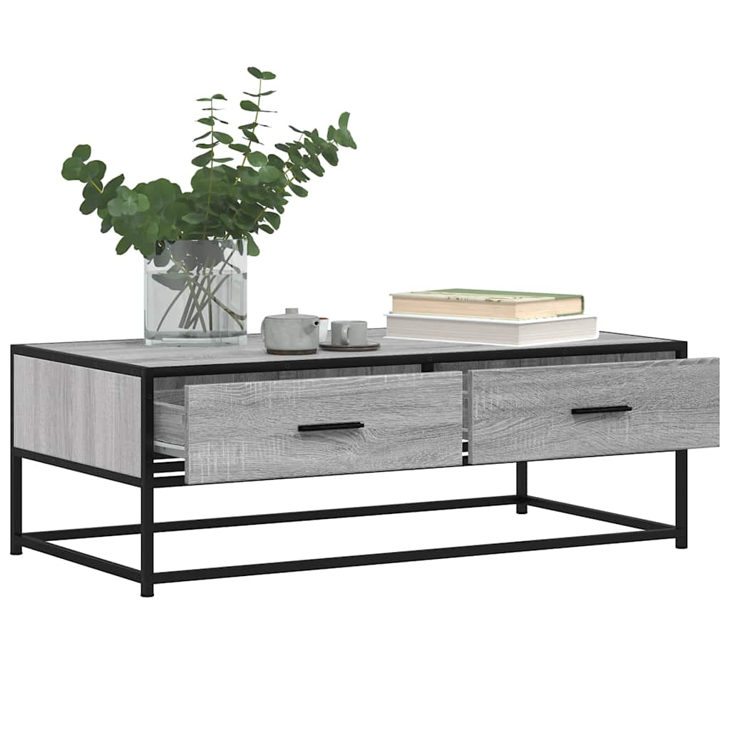 Stolić za kavu siva boja hrasta 100x50x35 cm od drva i metala
