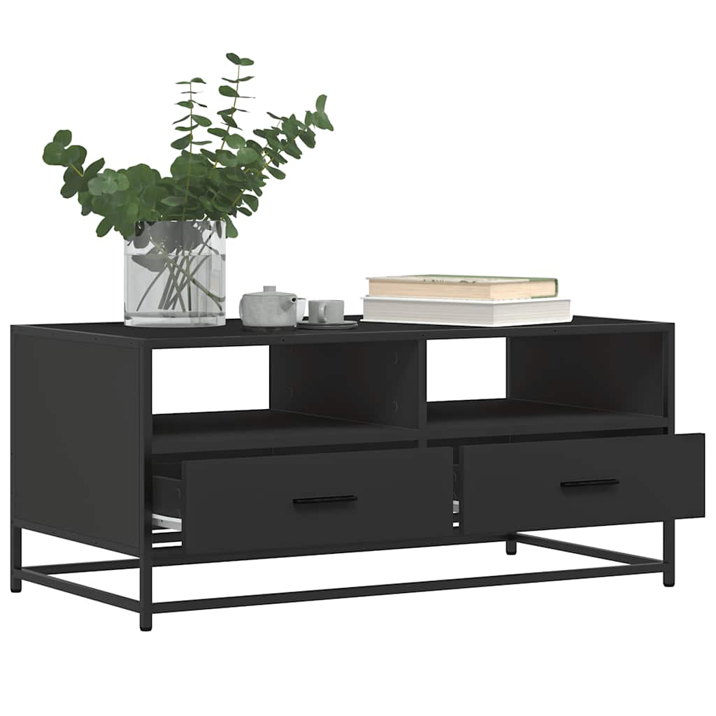 Stolić za kavu crni 100 x 50 x 45 cm konstruirano drvo i metala