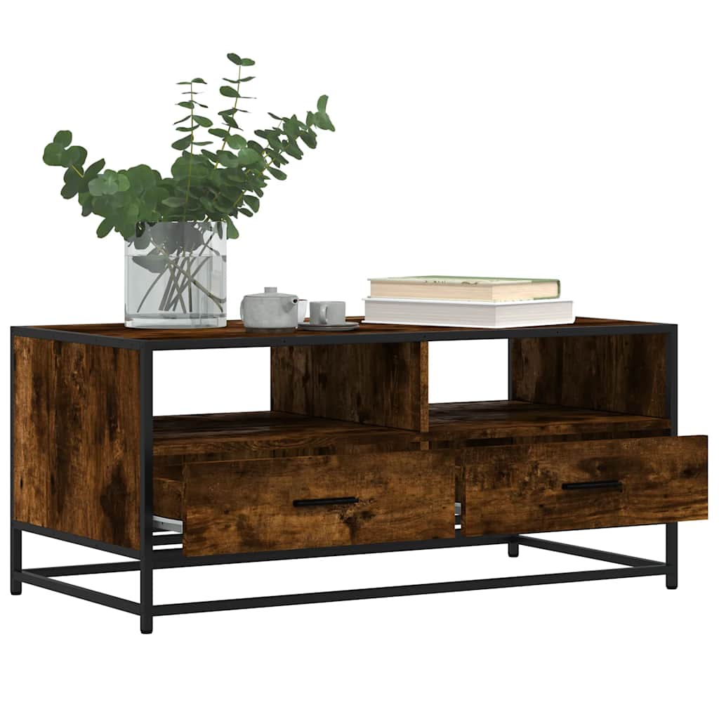 Stolić za kavu boja hrasta 100x50x45 cm od drva i metala